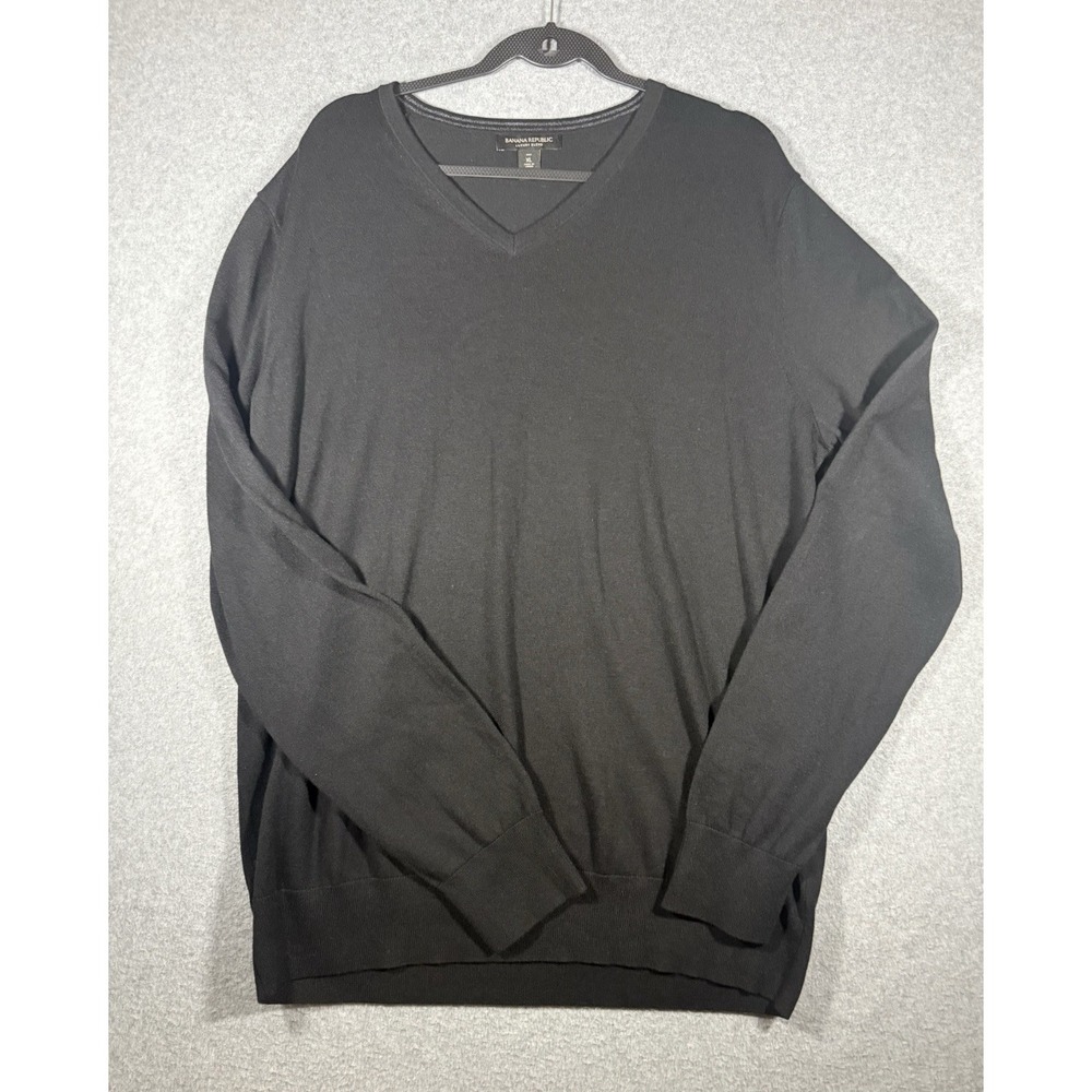 Banana Republic V-Neck Sweater  Black Silk Blend